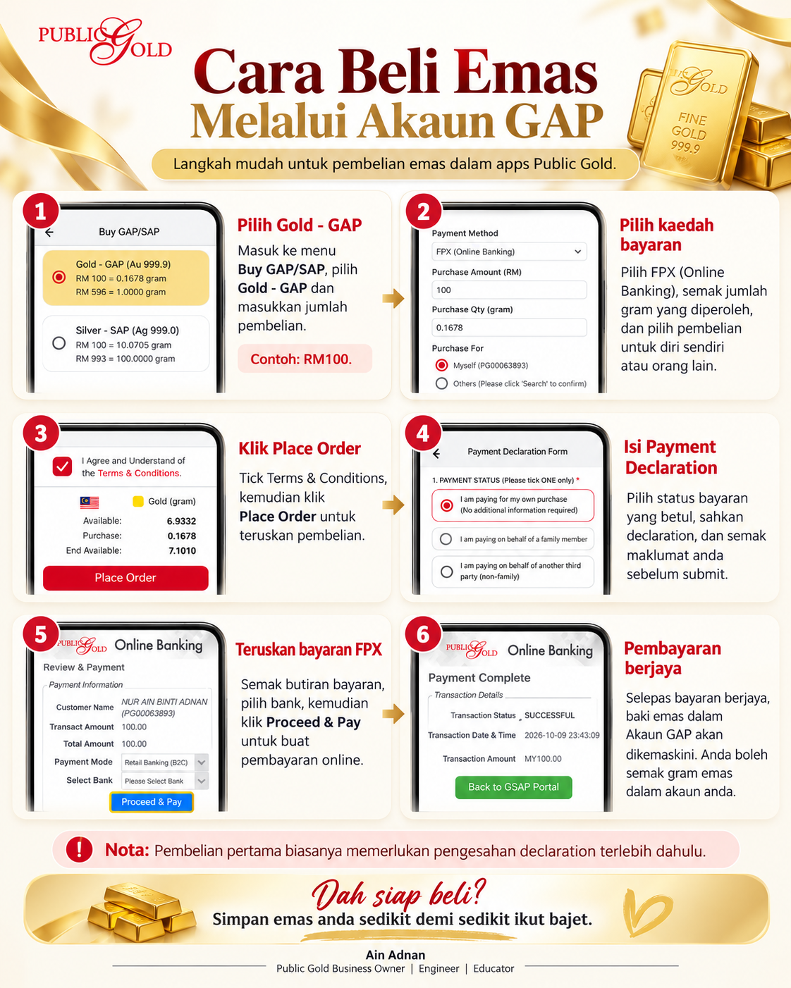 Cara beli emas melalui Akaun GAP — panduan Ain Adnan